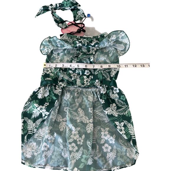 Play day Dog Sundress Floral Hair Bow Colorful Size Medium Green 2 Pc NWT - Picture 5 of 9
